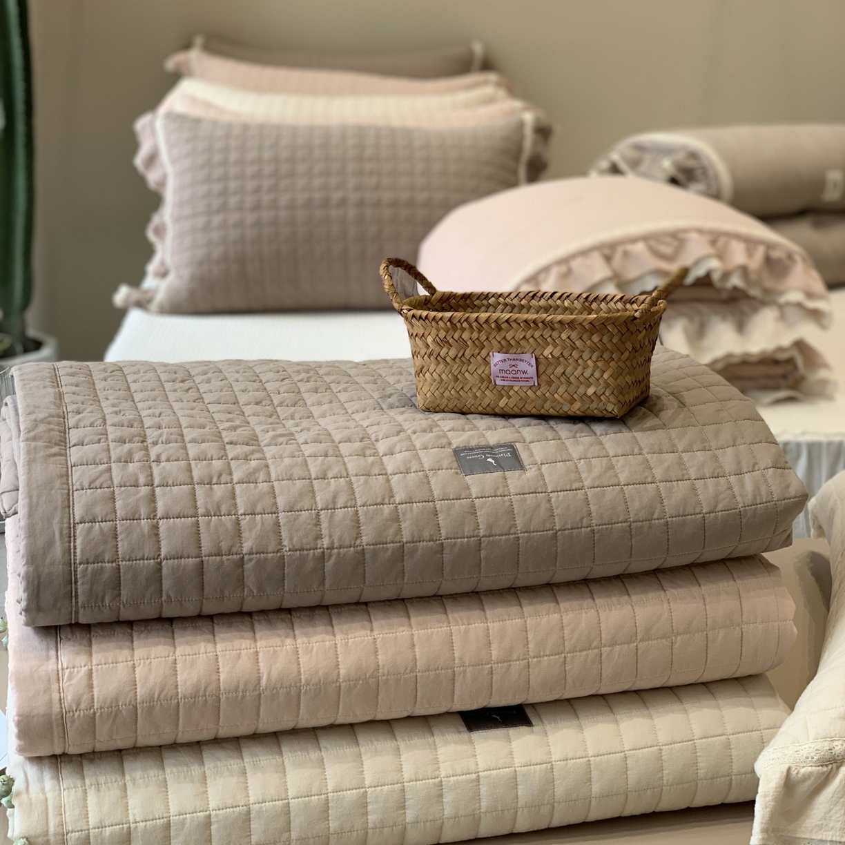 91家纺网 家纺一手货源 找家纺 汇庭 2025秋冬新款棉与麻春秋极简床盖系列 组合