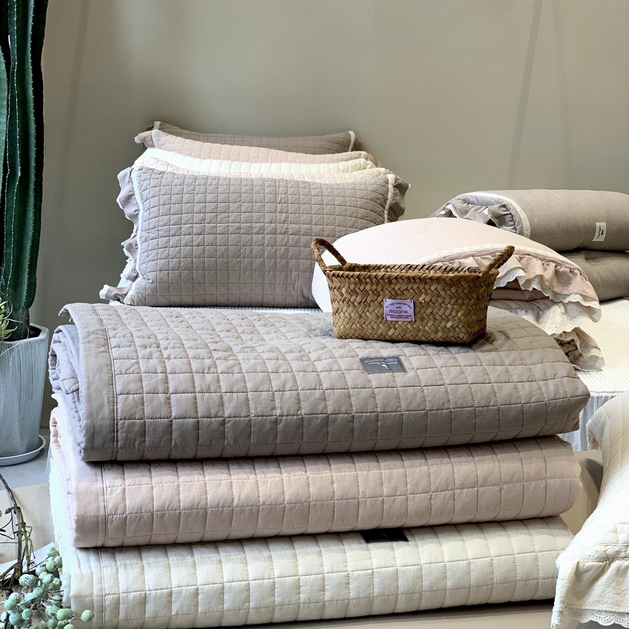 91家纺网 家纺一手货源 找家纺 汇庭 2025秋冬新款棉与麻春秋极简床盖系列 组合