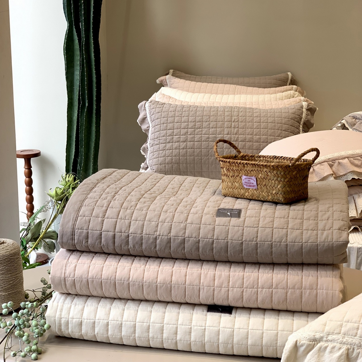 91家纺网 家纺一手货源 找家纺 汇庭 2025秋冬新款棉与麻春秋极简床盖系列 组合