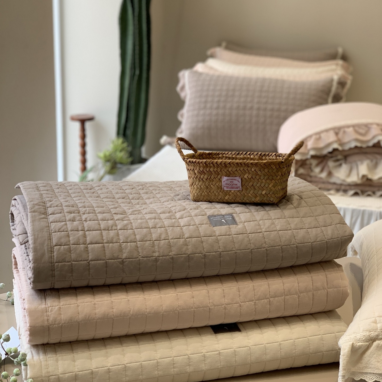 汇庭 2025秋冬新款棉与麻春秋极简床盖系列 组合