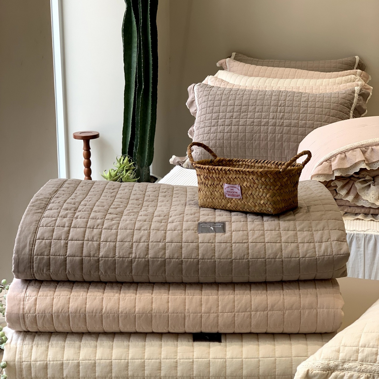 91家纺网 家纺一手货源 找家纺 汇庭 2025秋冬新款棉与麻春秋极简床盖系列 组合