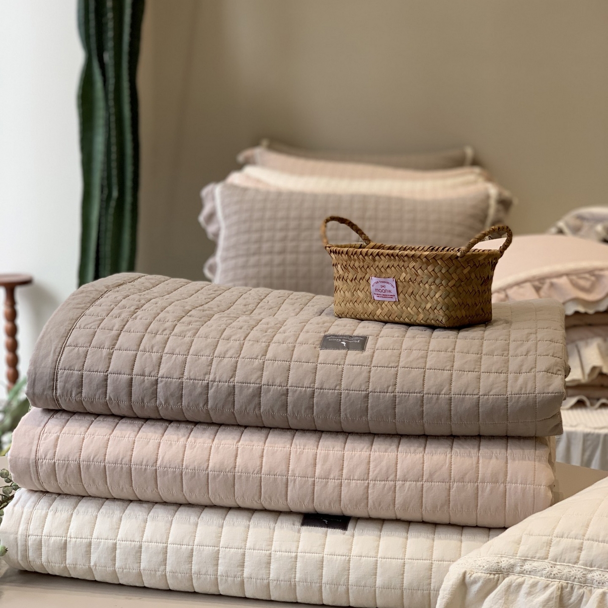 91家纺网 家纺一手货源 找家纺 汇庭 2025秋冬新款棉与麻春秋极简床盖系列 组合