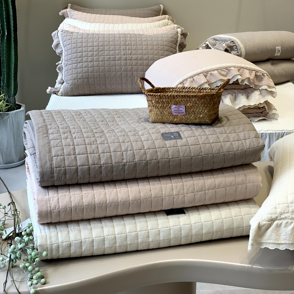 91家纺网 家纺一手货源 找家纺 汇庭 2025秋冬新款棉与麻春秋极简床盖系列 组合