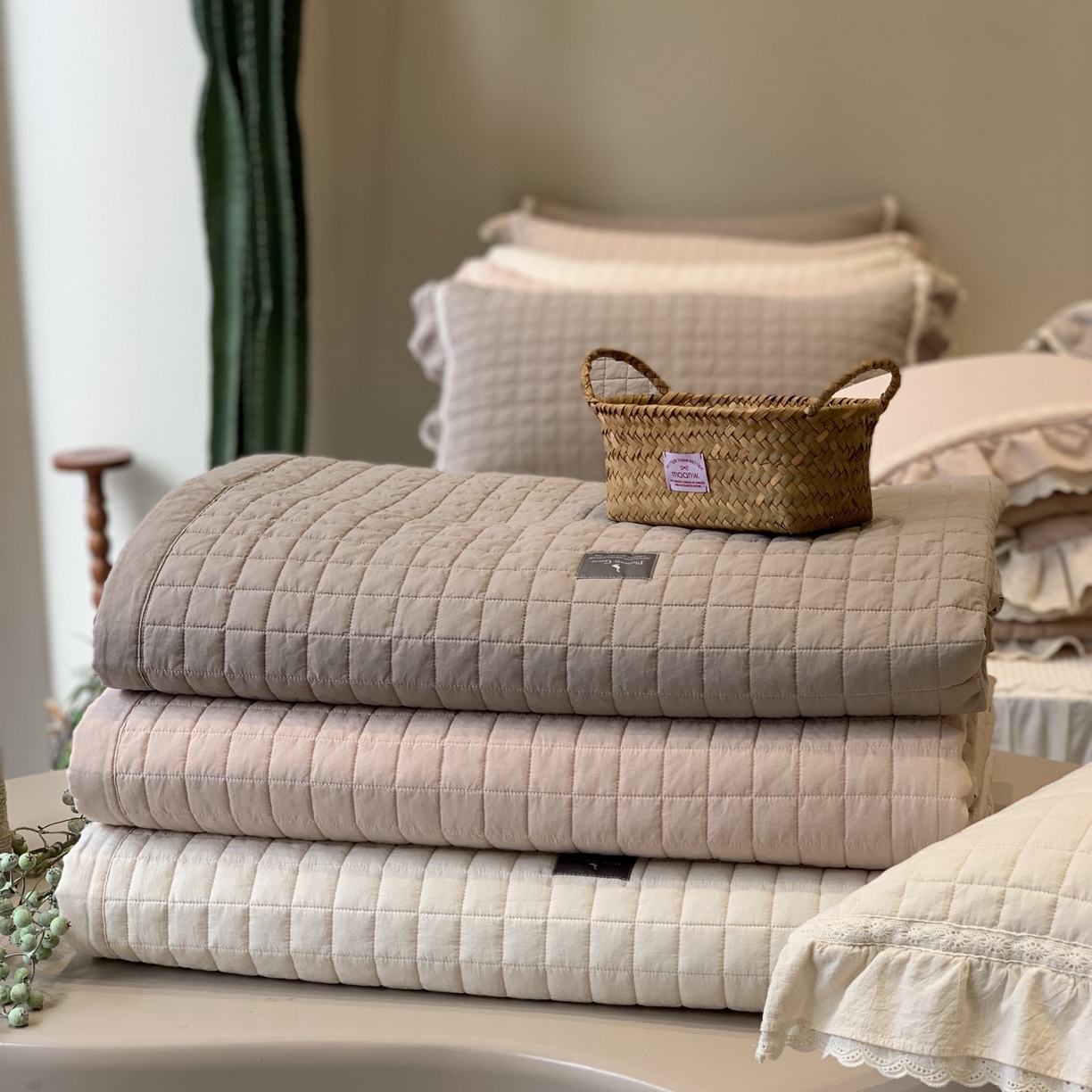 91家纺网 家纺一手货源 找家纺 汇庭 2025秋冬新款棉与麻春秋极简床盖系列 组合