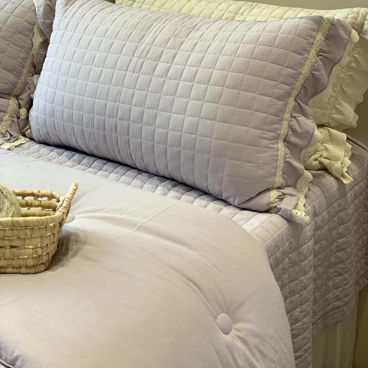 91家纺网 家纺一手货源 找家纺 汇庭 2025秋冬新款棉与麻春秋极简床盖系列 棉与麻春秋紫（极简床盖紫色