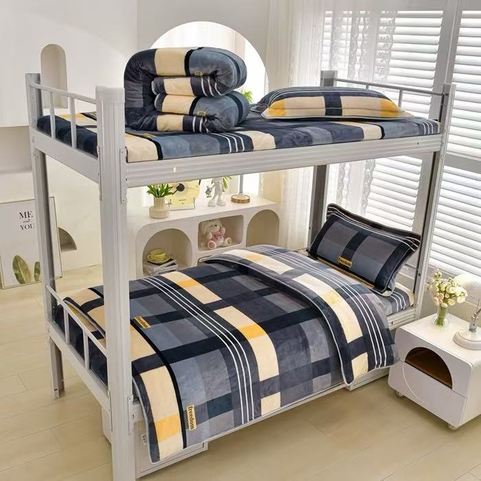 91家纺网 家纺一手货源 找家纺 （总）硕喜 2025新款学生宿舍床系列牛奶绒学生三件套