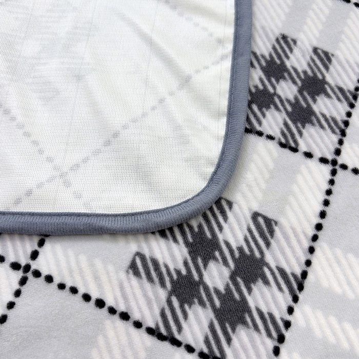 91家纺网 家纺一手货源 找家纺 茗婷家纺 2025新款牛奶绒防水床单隔尿垫供跨境外贸亚马逊秋冬热款 mm格灰