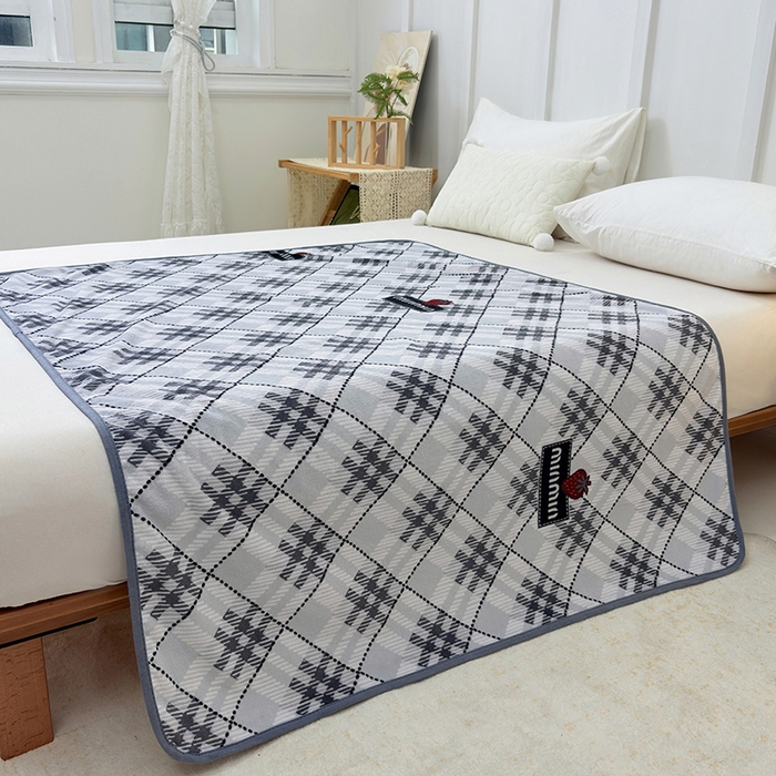 91家纺网 家纺一手货源 找家纺 茗婷家纺 2025新款牛奶绒防水床单隔尿垫供跨境外贸亚马逊秋冬热款 mm格灰