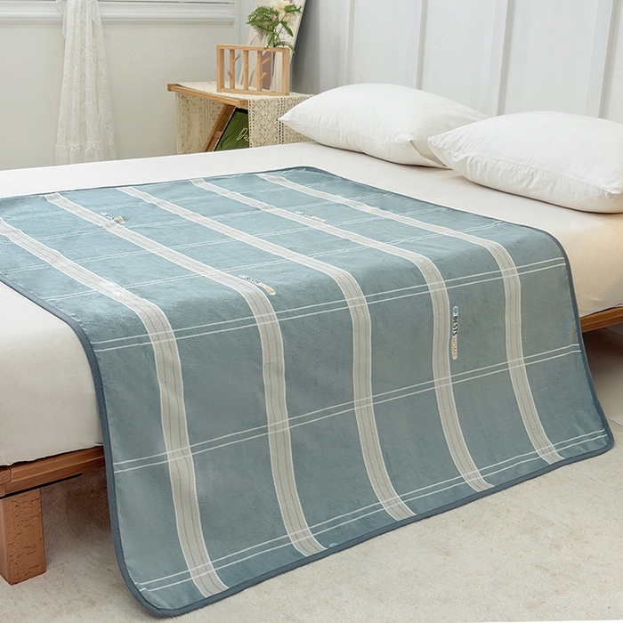 91家纺网 家纺一手货源 找家纺 茗婷家纺 2025新款牛奶绒防水床单隔尿垫供跨境外贸亚马逊秋冬热款 灰格子