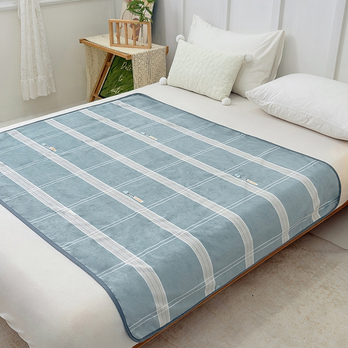 91家纺网 家纺一手货源 找家纺 茗婷家纺 2025新款牛奶绒防水床单隔尿垫供跨境外贸亚马逊秋冬热款 灰格子