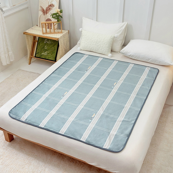 91家纺网 家纺一手货源 找家纺 茗婷家纺 2025新款牛奶绒防水床单隔尿垫供跨境外贸亚马逊秋冬热款 灰格子