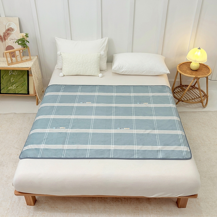 91家纺网 家纺一手货源 找家纺 茗婷家纺 2025新款牛奶绒防水床单隔尿垫供跨境外贸亚马逊秋冬热款 灰格子