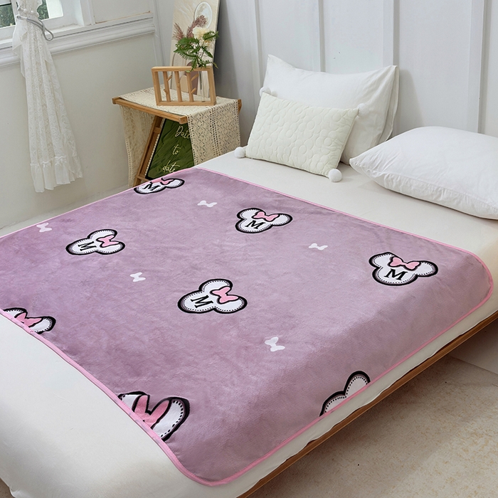 91家纺网 家纺一手货源 找家纺 茗婷家纺 2025新款牛奶绒防水床单隔尿垫供跨境外贸亚马逊秋冬热款 米奇头豆沙