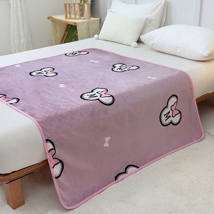 91家纺网 家纺一手货源 找家纺 茗婷家纺 2025新款牛奶绒防水床单隔尿垫供跨境外贸亚马逊秋冬热款 米奇头豆沙