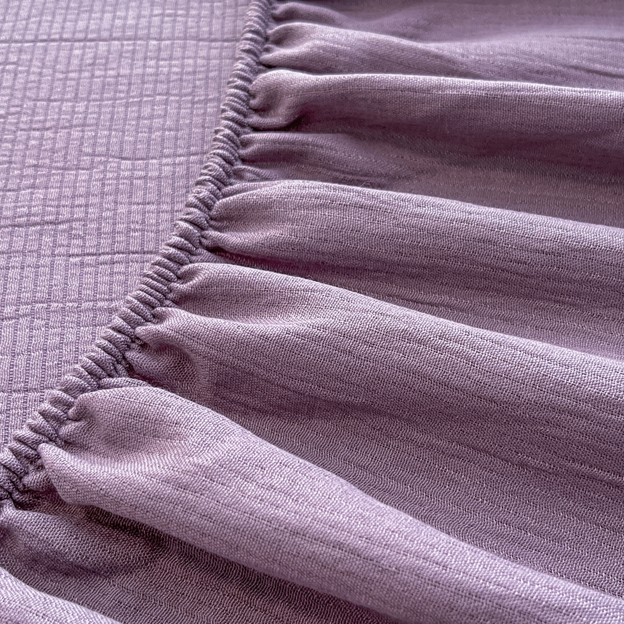 91家纺网 家纺一手货源 找家纺 瑞钰 2025新款透气云感三层纱床笠 木槿紫