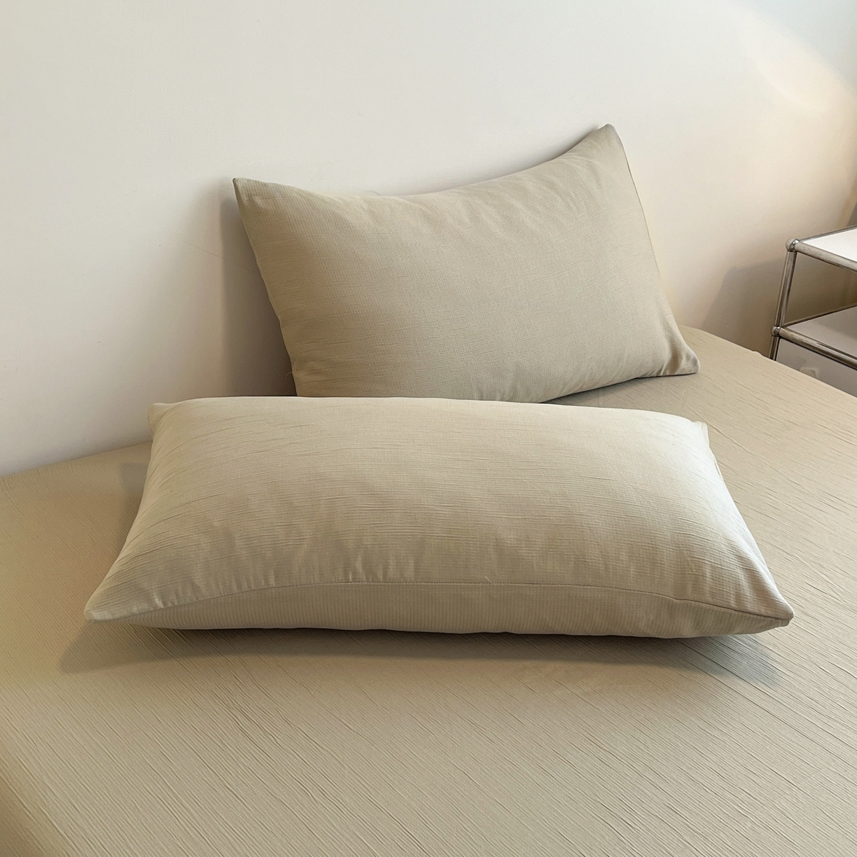 91家纺网 家纺一手货源 找家纺 瑞钰 2025新款透气云感三层纱床笠 浅咖