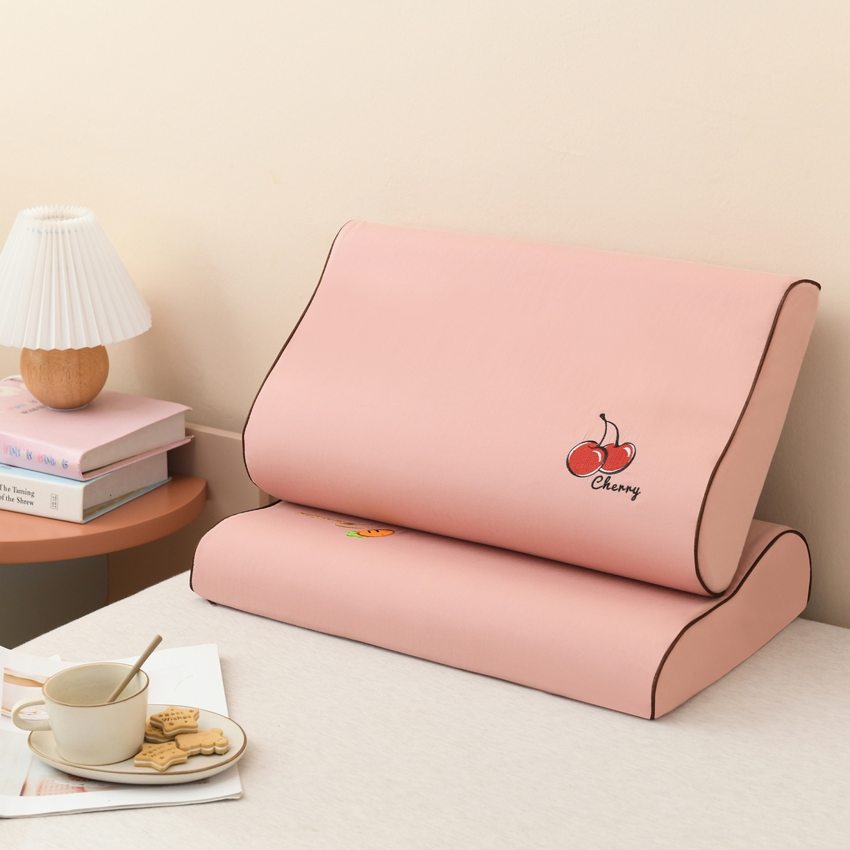 小猫派 2025新款水洗棉枕套 粉樱桃