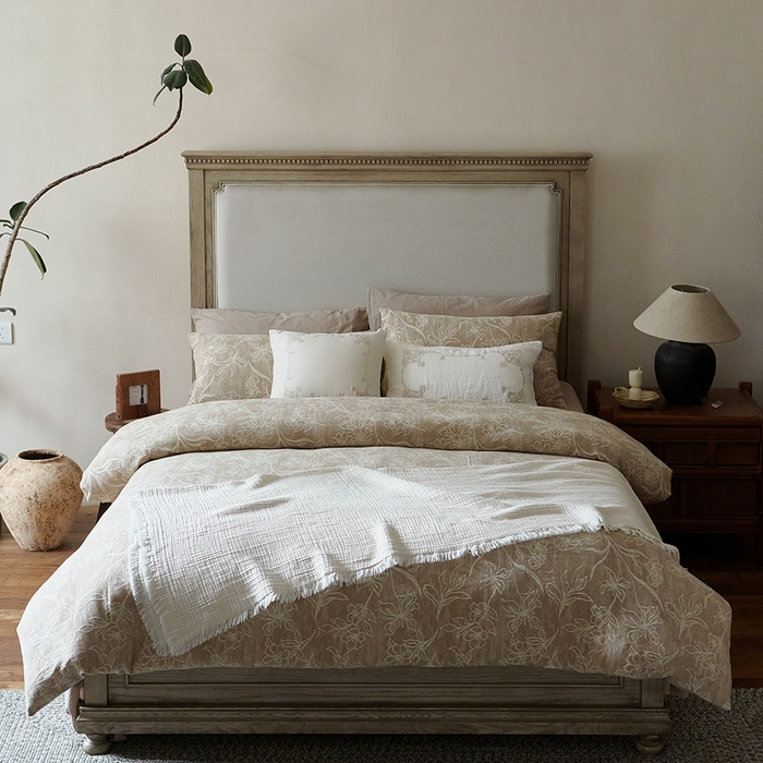 91家纺网 家纺一手货源 找家纺 （总）子和家居 2025新款棉麻色织提花四件套-浮影暗香 （会员享受会员折扣 标准控价：券后不低于298元 加大控价：券后不低于318元）