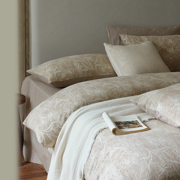 91家纺网 家纺一手货源 找家纺 （总）子和家居 2025新款棉麻色织提花四件套-浮影暗香 （会员享受会员折扣 标准控价：券后不低于298元 加大控价：券后不低于318元）