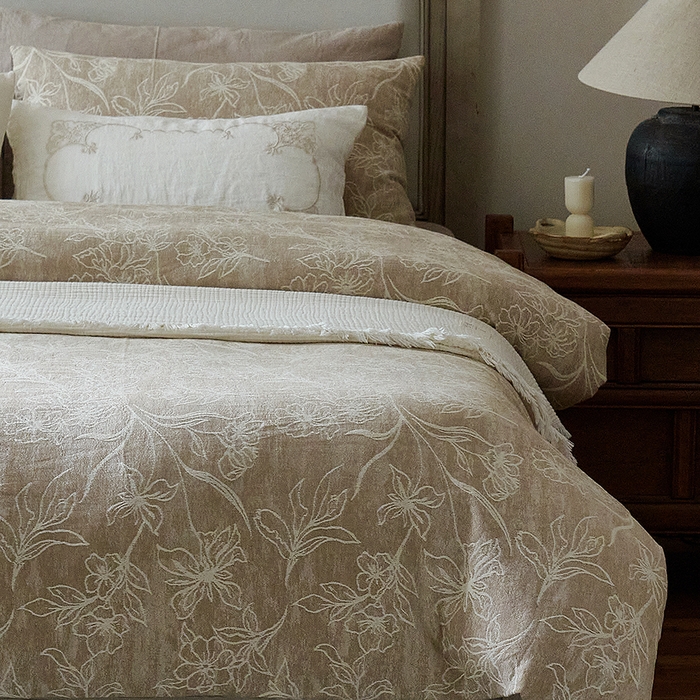 91家纺网 家纺一手货源 找家纺 （总）子和家居 2025新款棉麻色织提花四件套-浮影暗香 （会员享受会员折扣 标准控价：券后不低于298元 加大控价：券后不低于318元）