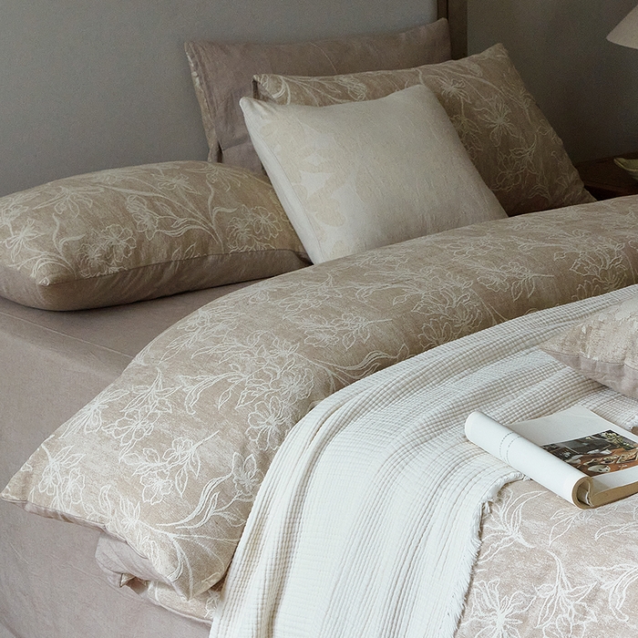 91家纺网 家纺一手货源 找家纺 （总）子和家居 2025新款棉麻色织提花四件套-浮影暗香 （会员享受会员折扣 标准控价：券后不低于298元 加大控价：券后不低于318元）