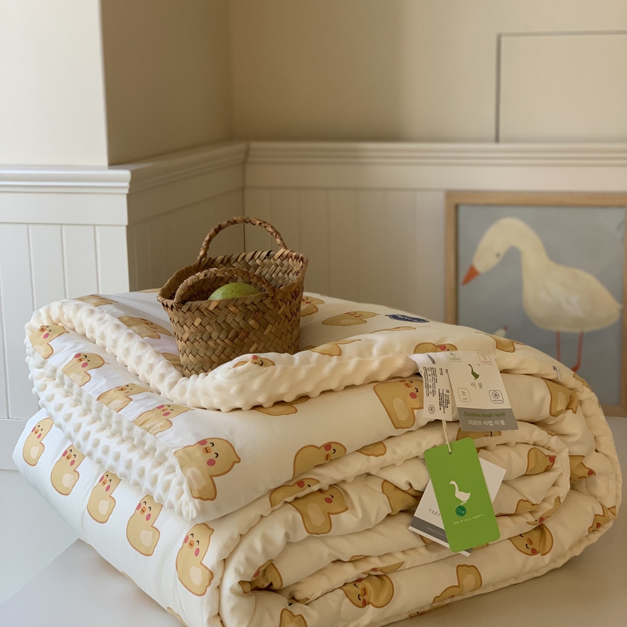 91家纺网 家纺一手货源 找家纺 汇庭 2025秋冬新品60s长绒棉单人豆豆冬被子被芯 可达鸭