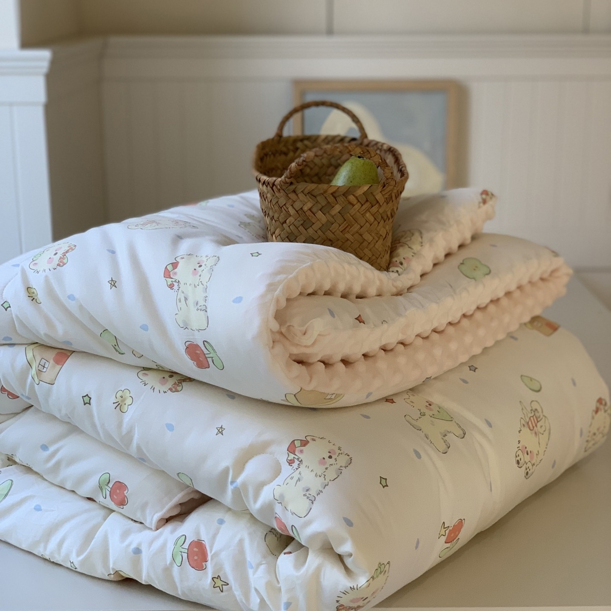 91家纺网 家纺一手货源 找家纺 汇庭 2025秋冬新品60s长绒棉单人豆豆冬被子被芯 椰奶泡泡