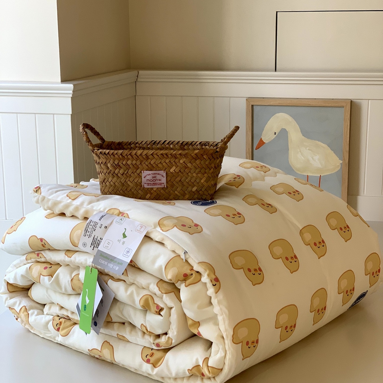 91家纺网 家纺一手货源 找家纺 汇庭 2025秋冬新品60s长绒棉单人豆豆冬被子被芯 可达鸭