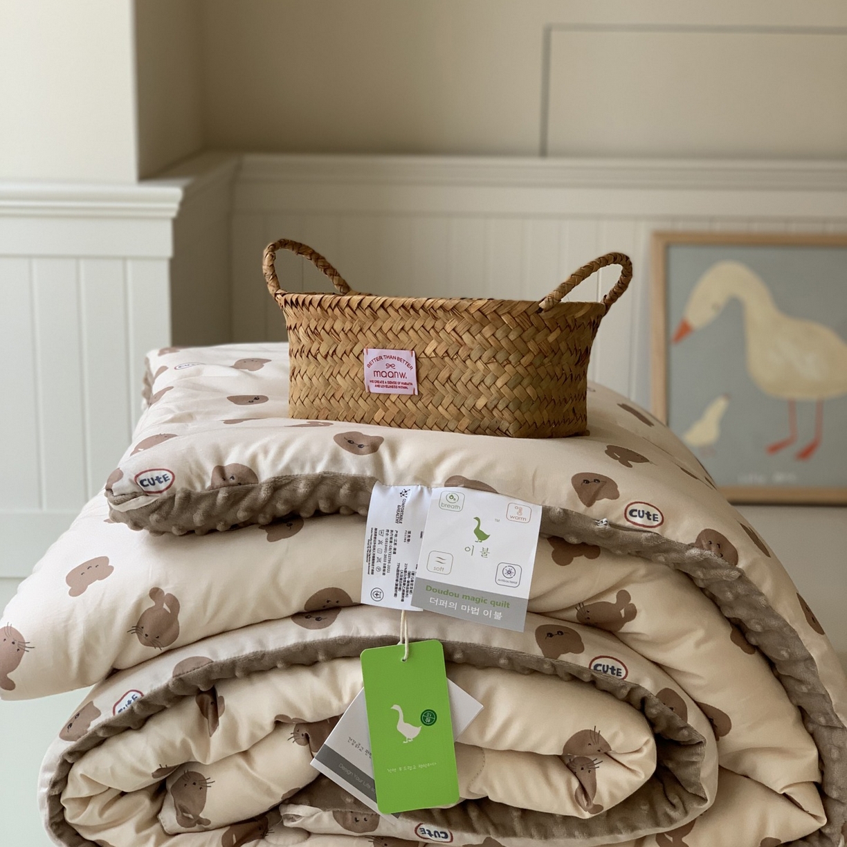 91家纺网 家纺一手货源 找家纺 汇庭 2025秋冬新品60s长绒棉单人豆豆冬被子被芯 乐乐兔