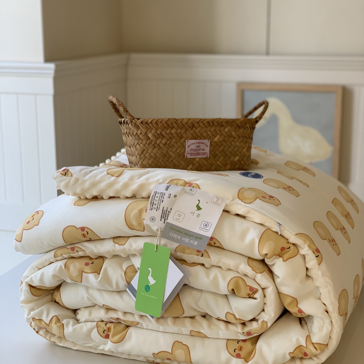 91家纺网 家纺一手货源 找家纺 汇庭 2025秋冬新品60s长绒棉单人豆豆冬被子被芯 可达鸭