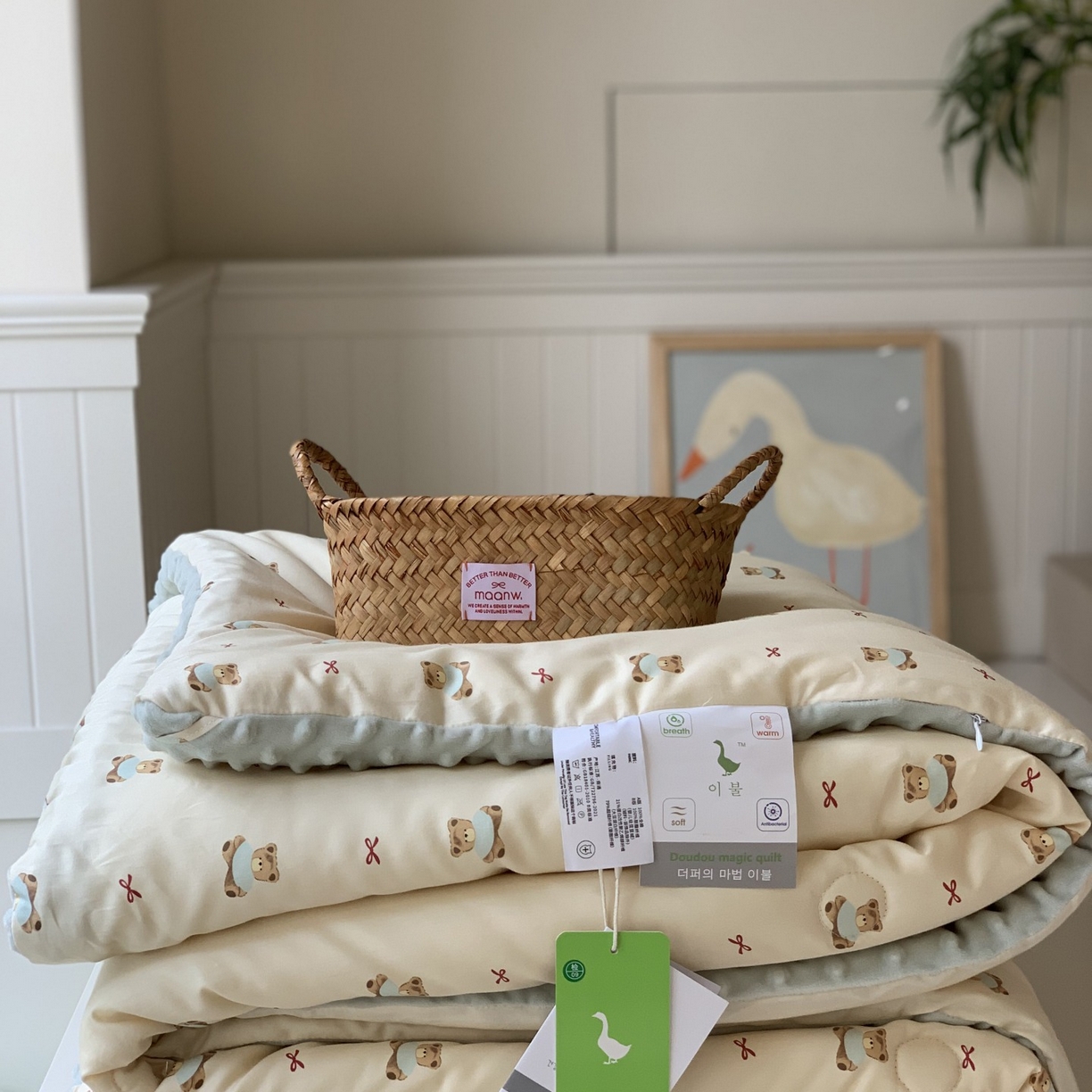 91家纺网 家纺一手货源 找家纺 汇庭 2025秋冬新品60s长绒棉单人豆豆冬被子被芯 超级熊