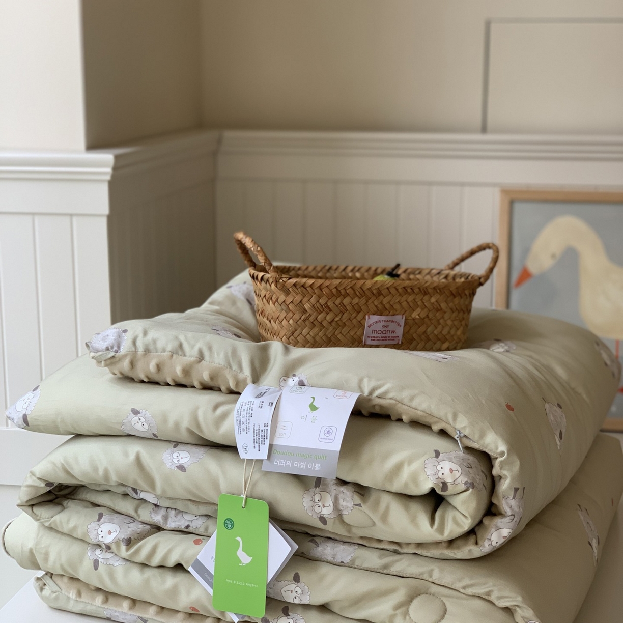 汇庭 2025秋冬新品60s长绒棉单人豆豆冬被子被芯 肖肖羊绿