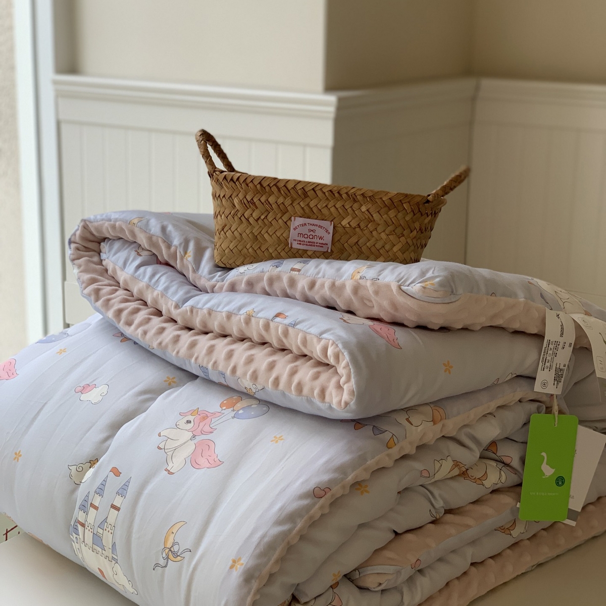 91家纺网 家纺一手货源 找家纺 汇庭 2025秋冬新品60s长绒棉单人豆豆冬被子被芯 城堡蓝