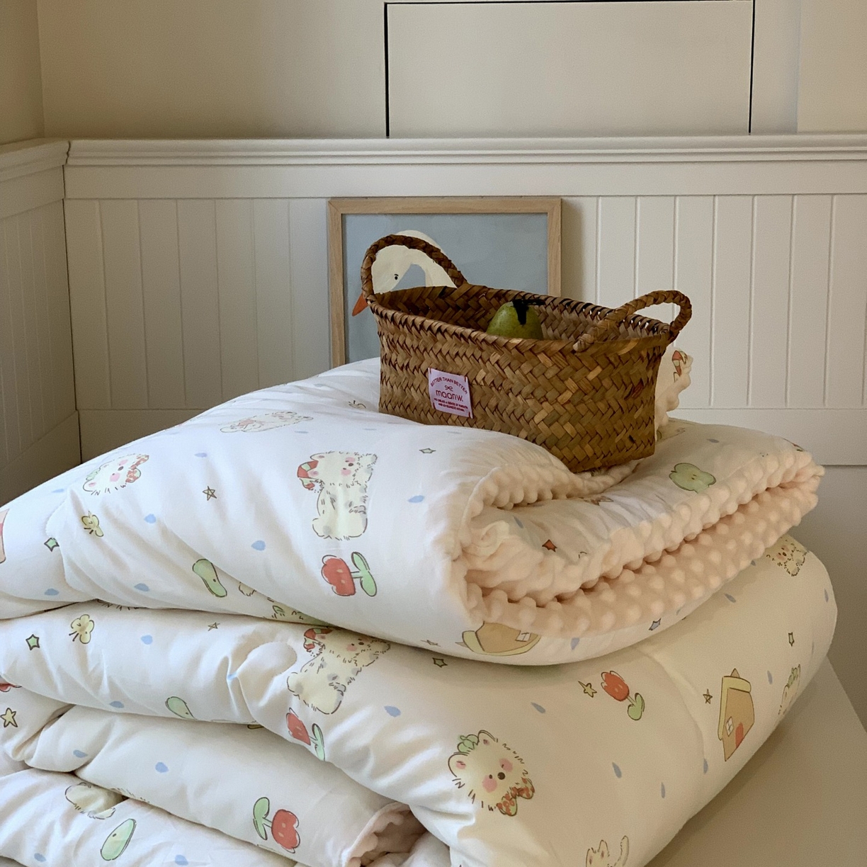 91家纺网 家纺一手货源 找家纺 汇庭 2025秋冬新品60s长绒棉单人豆豆冬被子被芯 椰奶泡泡