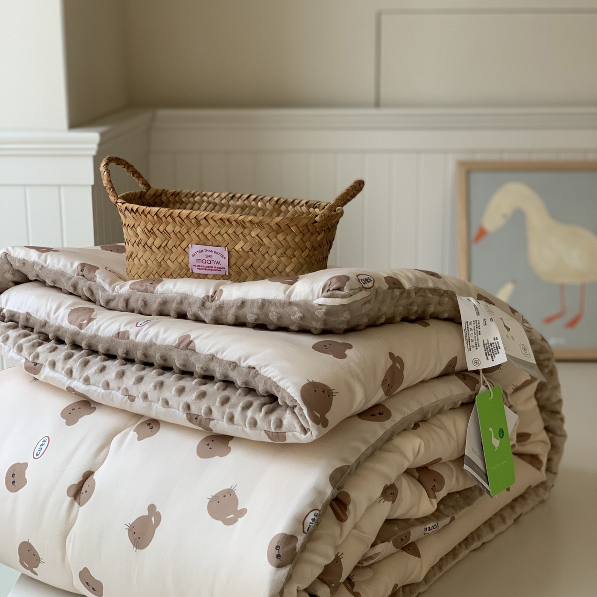 91家纺网 家纺一手货源 找家纺 （总）汇庭 2025秋冬新品60s长绒棉单人豆豆冬被子被芯