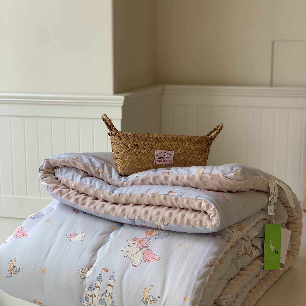 91家纺网 家纺一手货源 找家纺 汇庭 2025秋冬新品60s长绒棉单人豆豆冬被子被芯 城堡蓝