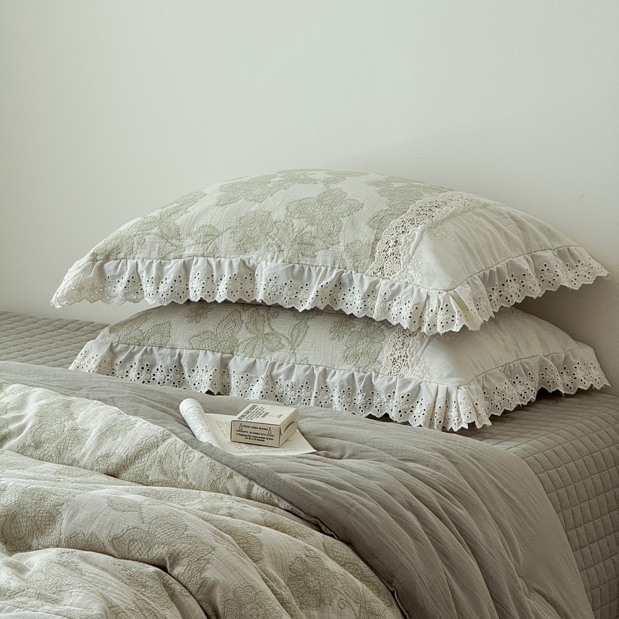 91家纺网 家纺一手货源 找家纺 汇庭 2025秋冬新款禾悦棉麻春秋春悦纱布床盖系列 禾悦绿