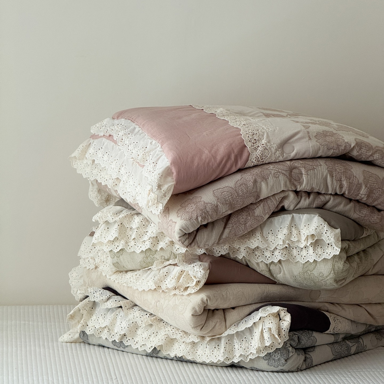 91家纺网 家纺一手货源 找家纺 汇庭 2025秋冬新款禾悦棉麻春秋春悦纱布床盖系列 组合