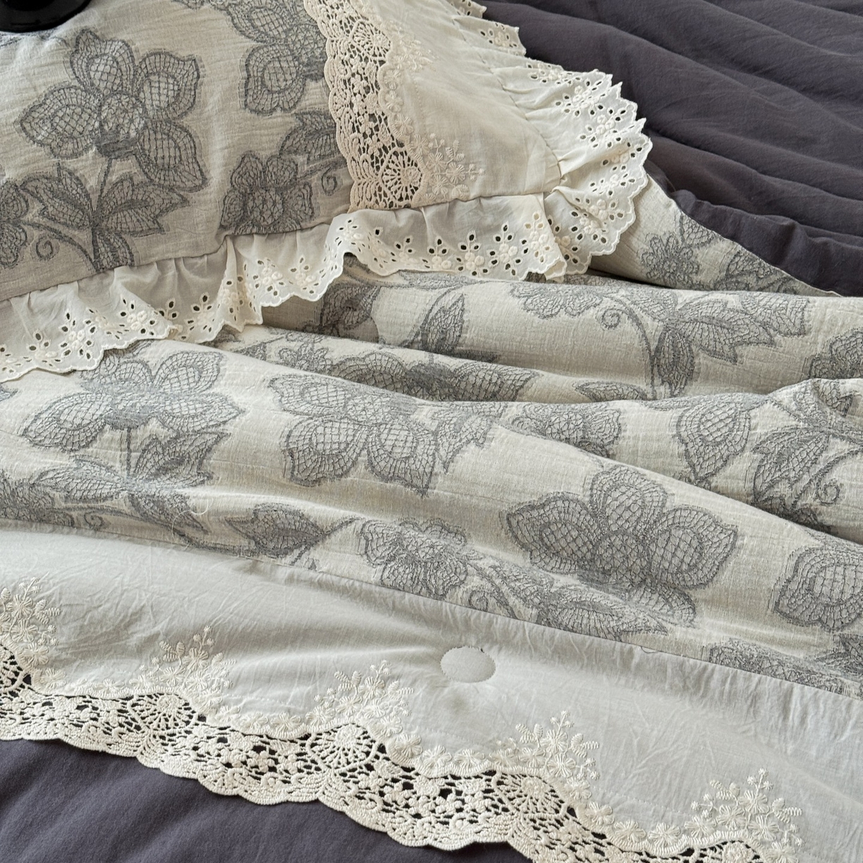 91家纺网 家纺一手货源 找家纺 汇庭 2025秋冬新款禾悦棉麻春秋春悦纱布床盖系列 禾悦蓝