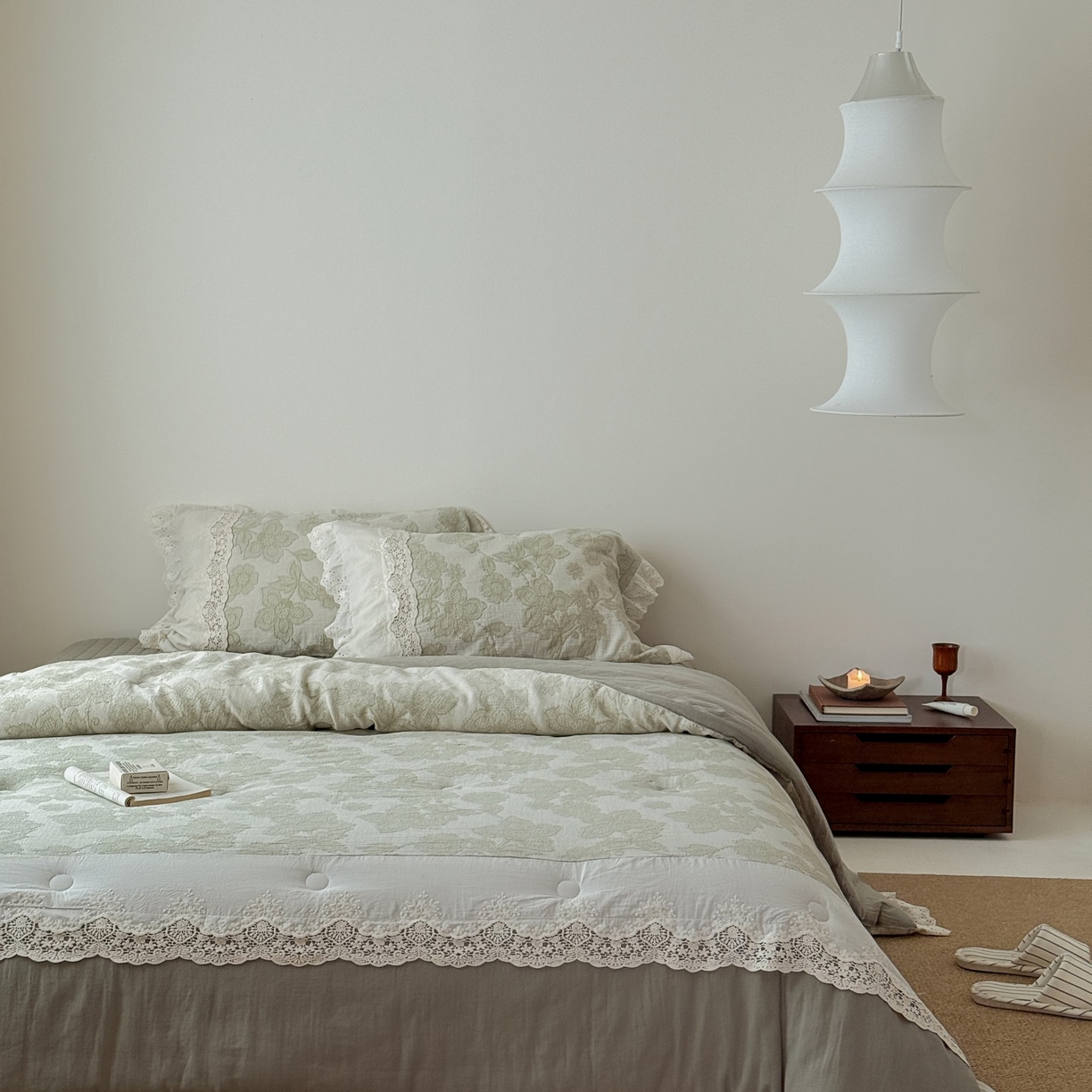 91家纺网 家纺一手货源 找家纺 汇庭 2025秋冬新款禾悦棉麻春秋春悦纱布床盖系列 禾悦绿