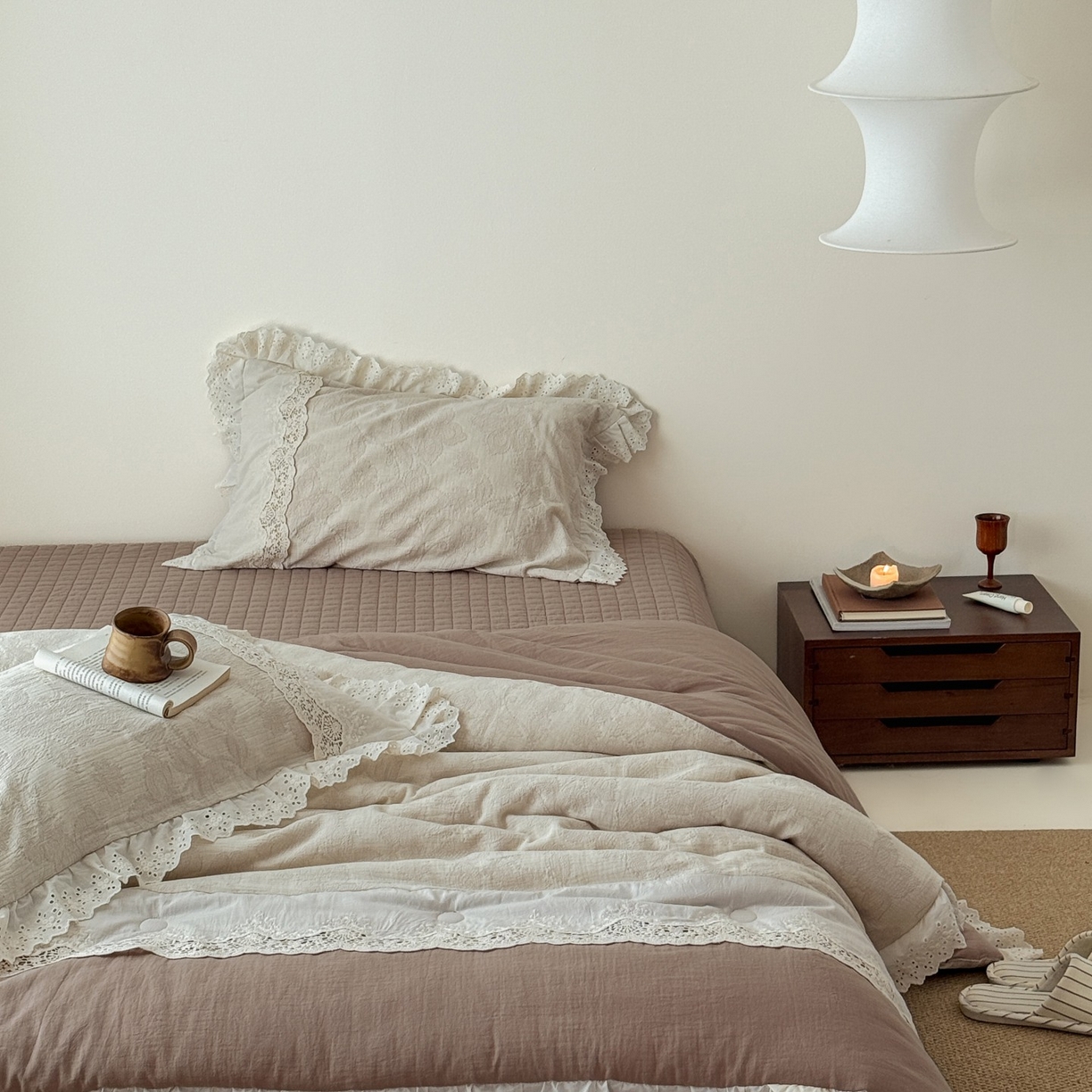 91家纺网 家纺一手货源 找家纺 汇庭 2025秋冬新款禾悦棉麻春秋春悦纱布床盖系列 禾悦咖