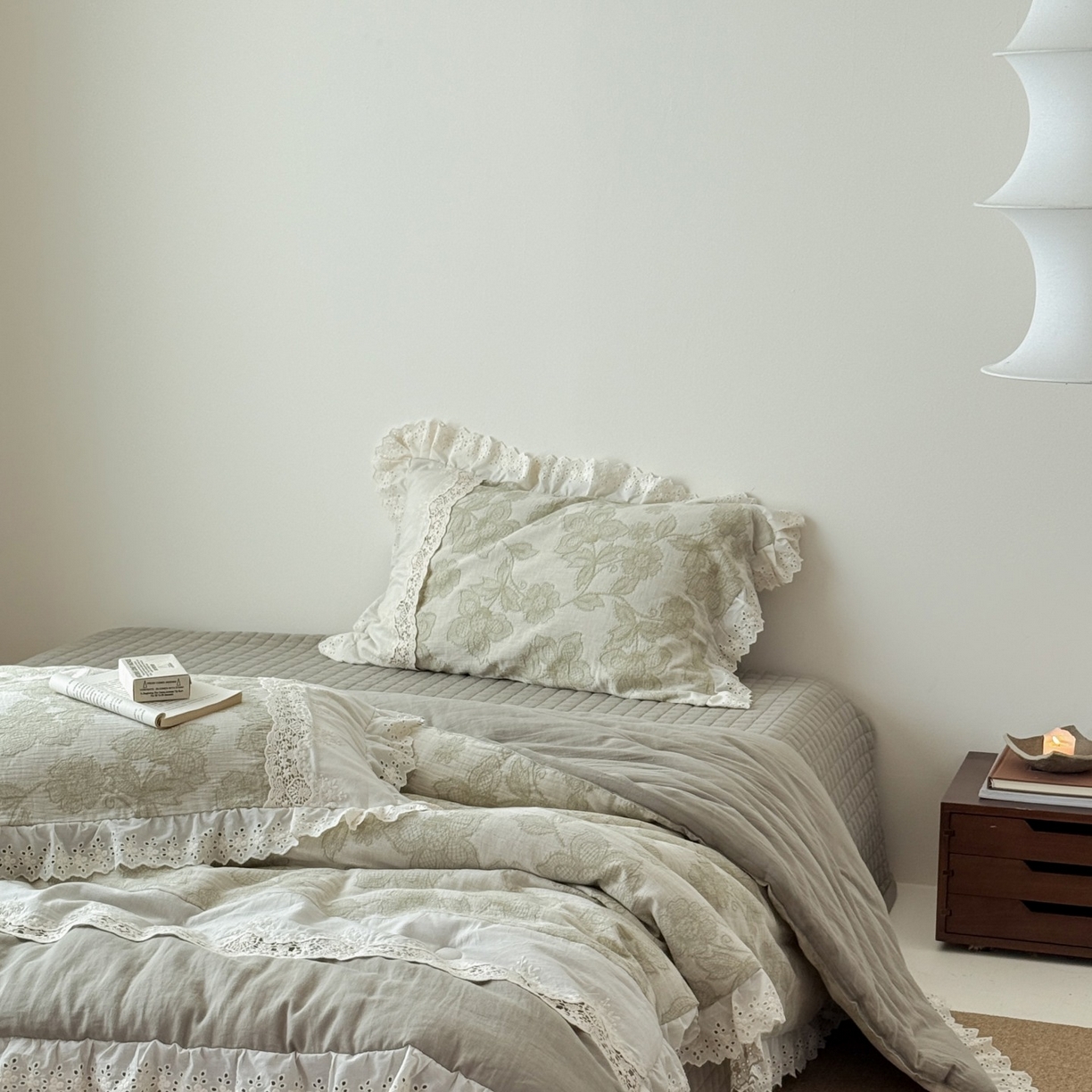 91家纺网 家纺一手货源 找家纺 汇庭 2025秋冬新款禾悦棉麻春秋春悦纱布床盖系列 禾悦绿