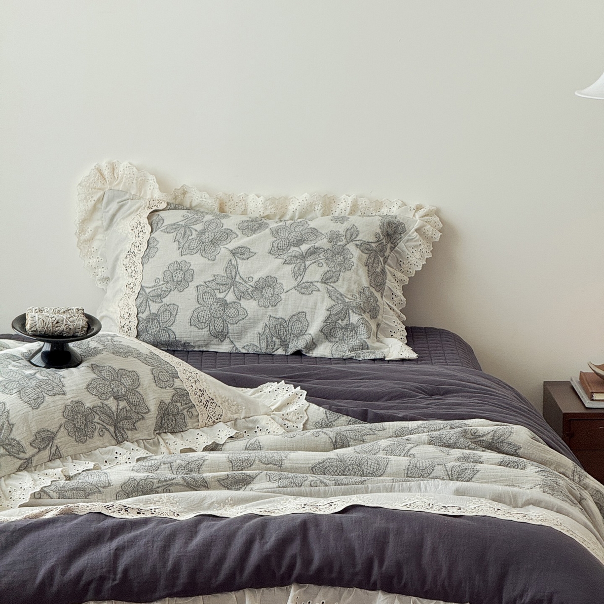 91家纺网 家纺一手货源 找家纺 汇庭 2025秋冬新款禾悦棉麻春秋春悦纱布床盖系列 禾悦蓝