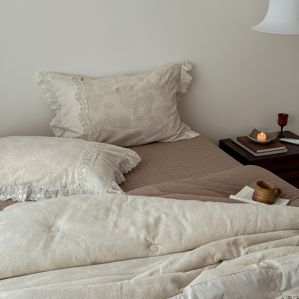 91家纺网 家纺一手货源 找家纺 汇庭 2025秋冬新款禾悦棉麻春秋春悦纱布床盖系列 禾悦咖