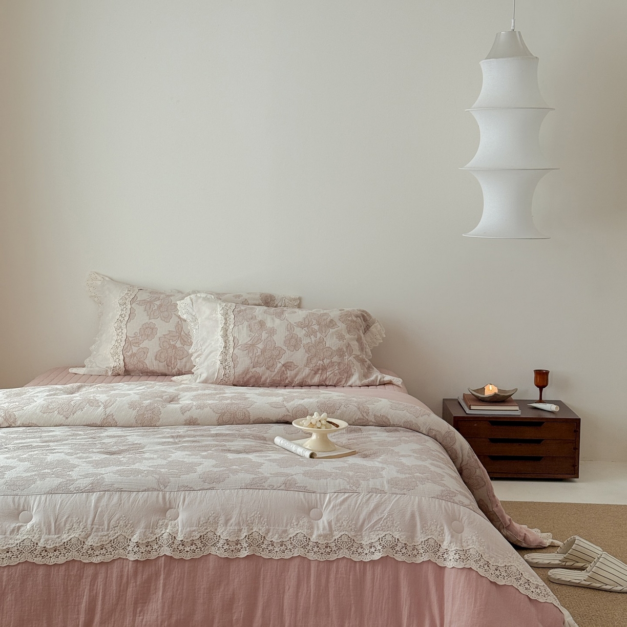 91家纺网 家纺一手货源 找家纺 汇庭 2025秋冬新款禾悦棉麻春秋春悦纱布床盖系列 禾悦粉