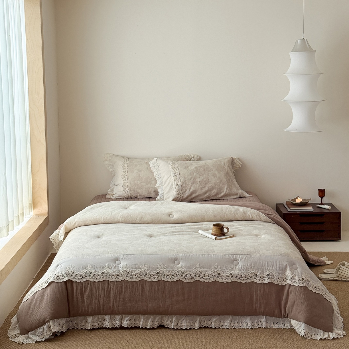 汇庭 2025秋冬新款禾悦棉麻春秋春悦纱布床盖系列 禾悦咖