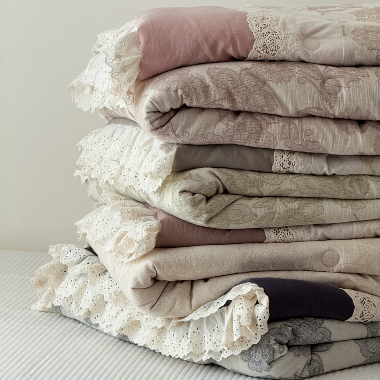 91家纺网 家纺一手货源 找家纺 汇庭 2025秋冬新款禾悦棉麻春秋春悦纱布床盖系列 组合