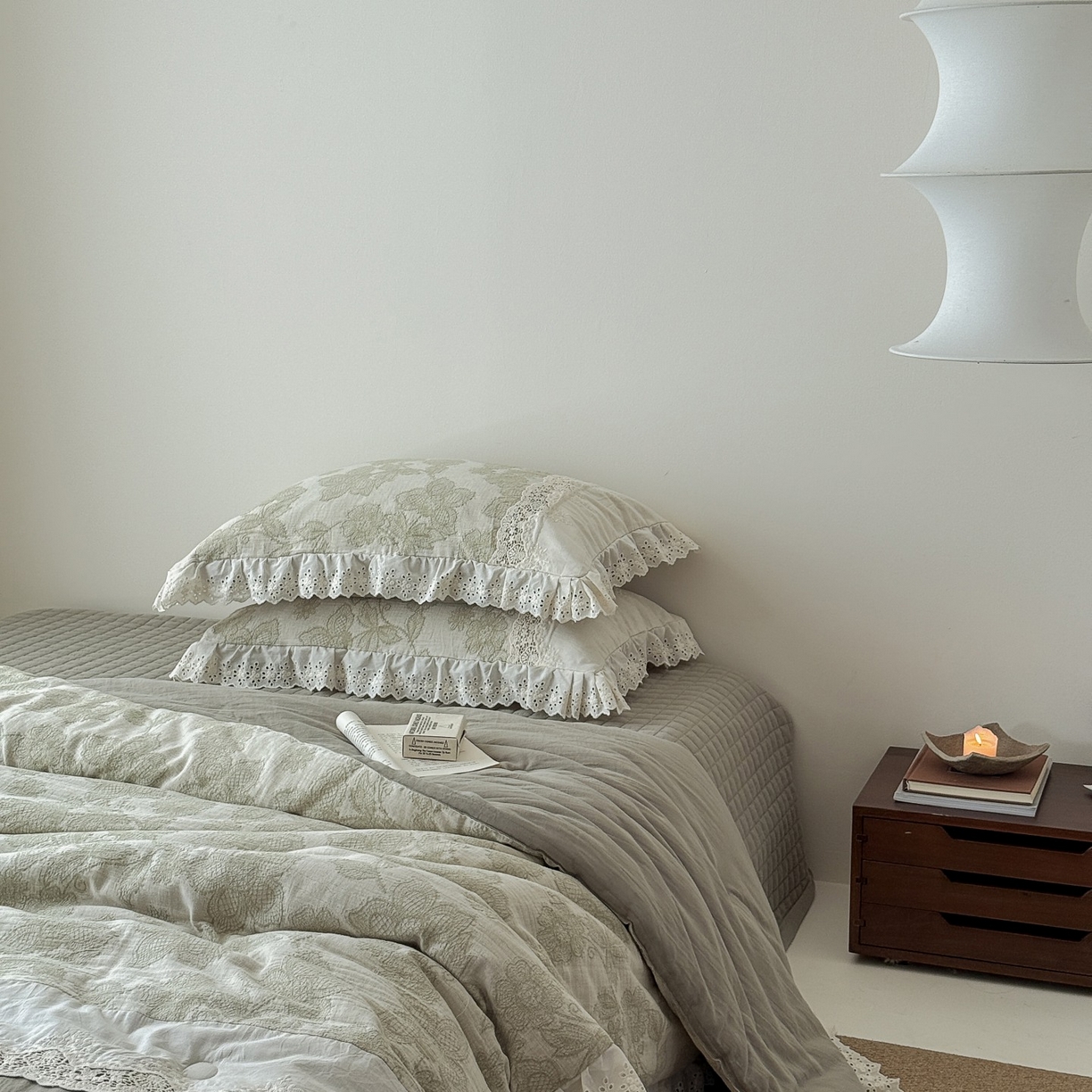 91家纺网 家纺一手货源 找家纺 汇庭 2025秋冬新款禾悦棉麻春秋春悦纱布床盖系列 禾悦绿