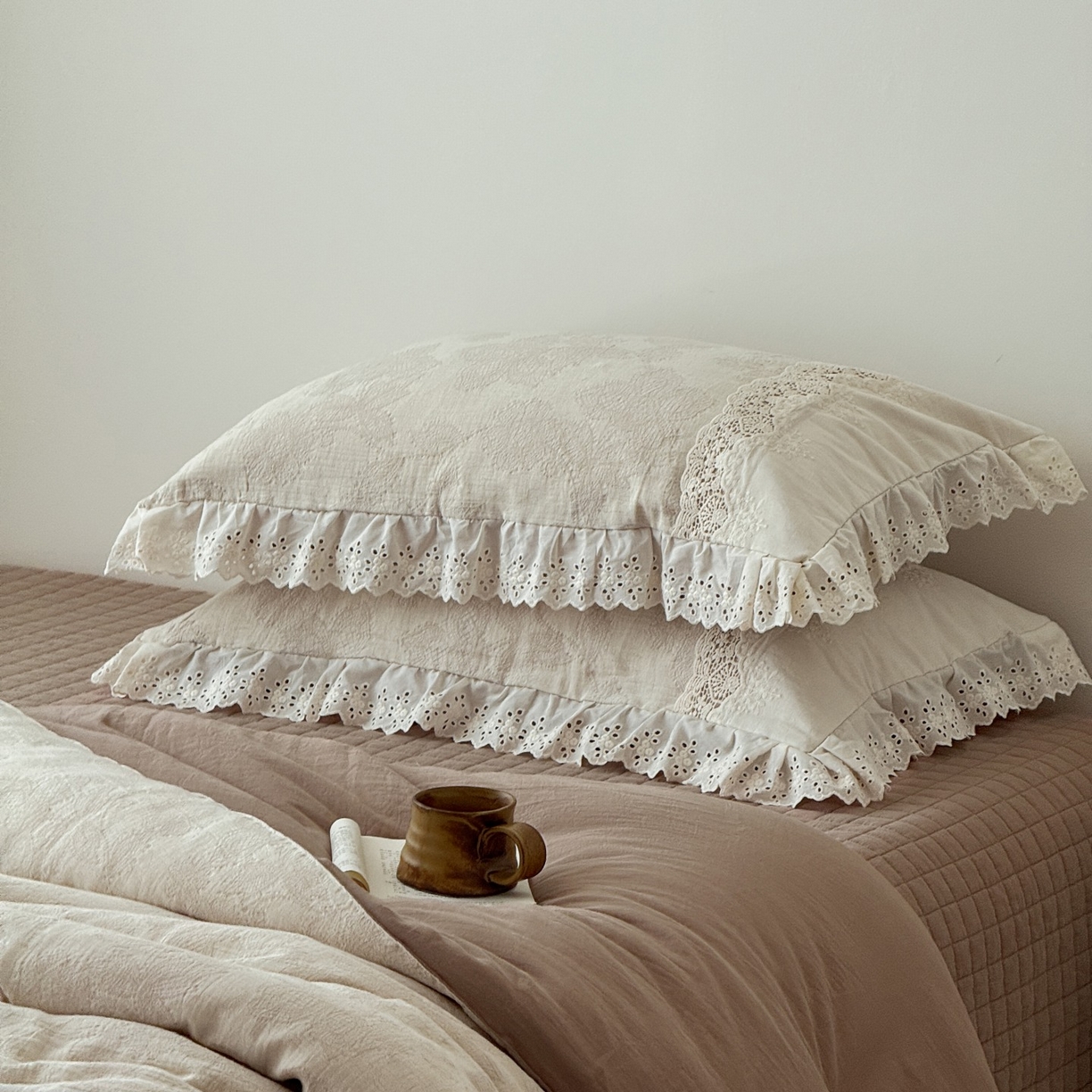 91家纺网 家纺一手货源 找家纺 汇庭 2025秋冬新款禾悦棉麻春秋春悦纱布床盖系列 禾悦咖