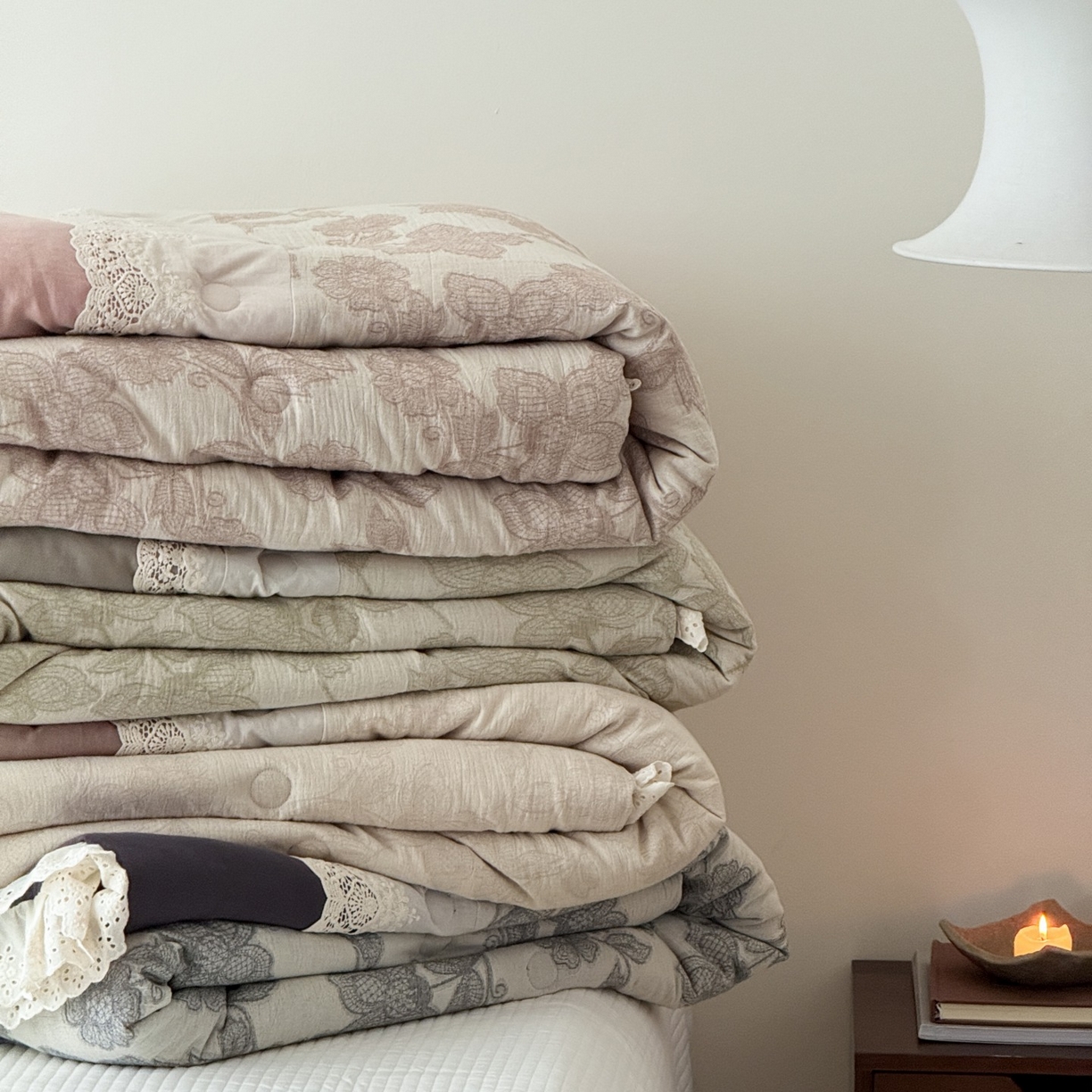 91家纺网 家纺一手货源 找家纺 汇庭 2025秋冬新款禾悦棉麻春秋春悦纱布床盖系列 组合